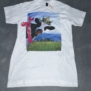 Women's Cow T-Shirt Ribbon Bling A Gogo Funny Farm Animal Tee Sz S‎ Small